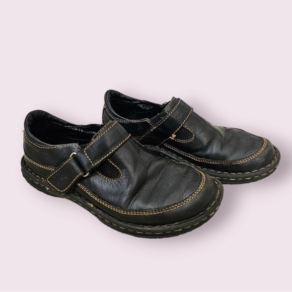 Born Clogs Honesty Size 7.5 Black Leather Slip On Round Toe Mule Shoes - Picture 5 of 10